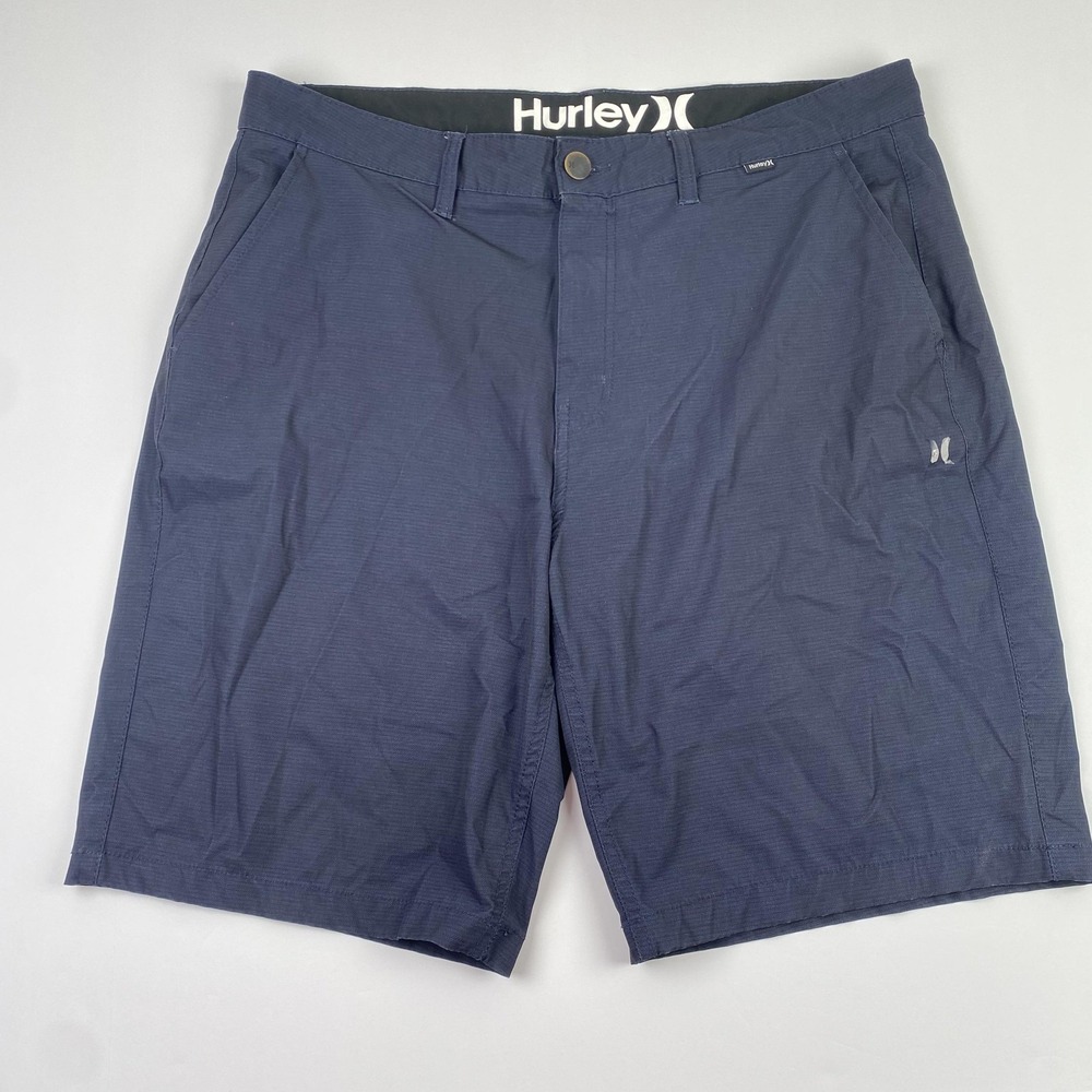 Hurley Shorts Mens 36 Blue Herringbone Hybrid Chino Walkshort HSP22VMB-03966